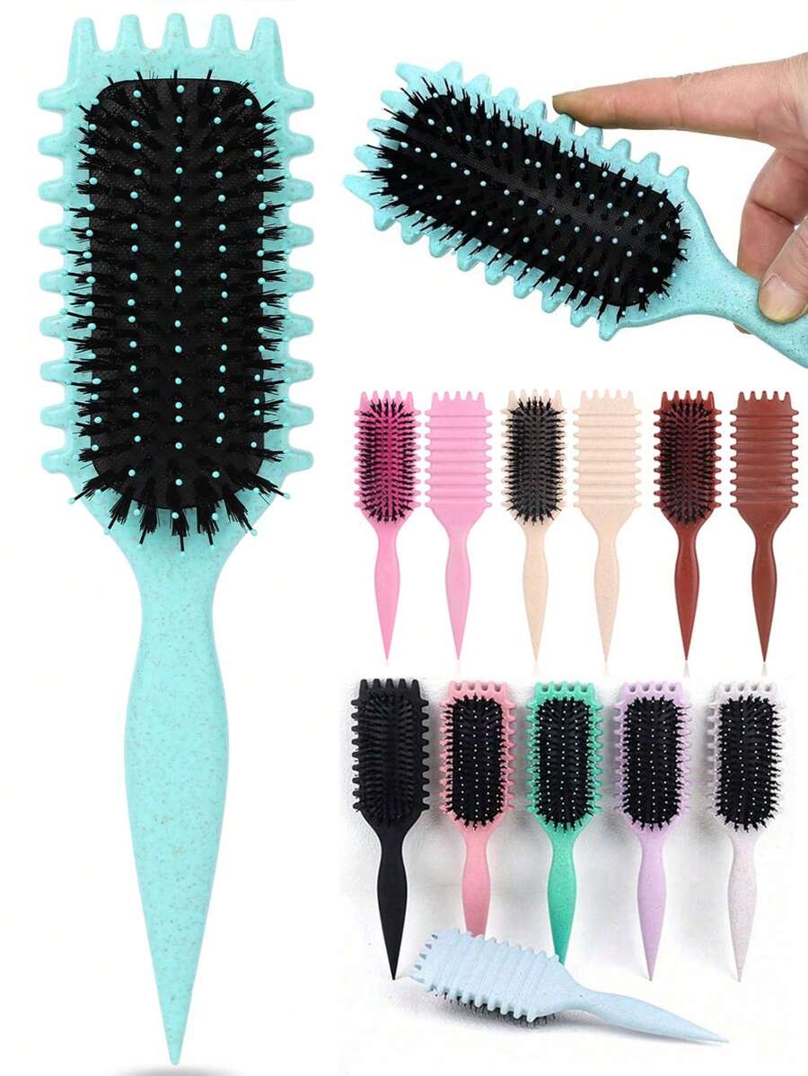 Hair brushes-EU+UK 1pc Curling Hair Styling Brush, Curling Hair Styling Brush Cleaning Set, 1pc Styling Shaping Curling Hair Brush - Suitable For Women Curly Hair, 1pc Multi-Function Comb Cleaning Tool - Suitable For Wet Or Dry Hair, Enhance Curling Styling, Smooth And Frizz-Free, Easy Styling - 彩色 - 查看 1