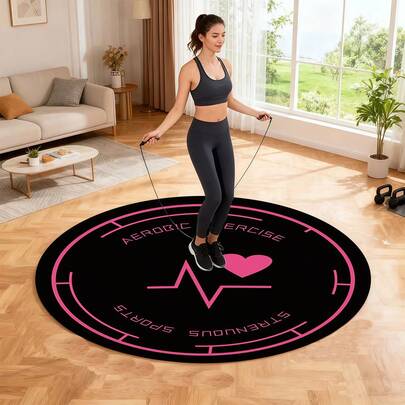 1pc 22*22inch Round Sunflower Pattern Exercise Jump Rope Mat, Shock-Absorbing Non-Slip, Indoor/Outdoor Yoga/Jump Rope Mat