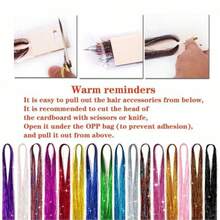 Mixed Color Fairy Hair Accessory Laser Wire Set, 12pcs Equipped With BB Clip, Hair Extension Ring, Hair Puller, Small Comb, Small Rubber Band Tool, 48 Inch Shiny Hair Extension, Suitable For Ladies And Girls' Hair Extensions, Used For Role-Playing, Christmas And Holiday Parties - Multicolor - View 6
