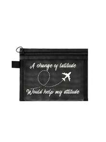 Mesh Nylon Printed Women'S Portable Makeup Bag ,Portable Multipurpose Cosmetic Bag, Airplane Pattern Print Makeup Bag, Women'S Makeup Bag Travel Toilet Organizer,Mesh Travel Toiletry Bag With 'A Change Of Latitude Would Help My Attitude' Quote & Airplane Graphic - Transparent Cosmetic Pouch For Travel, Toiletries, And Organization,Back To School Doctor Teacher Gift - Multicolor - View 11