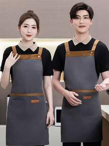 1pc Adjustable Unisex Apron With Pockets, Waterproof And Stain-Resistant, Suitable For Cooking, Baking, Grilling In Kitchen, Cafe, Restaurant - Multicolor - View 21
