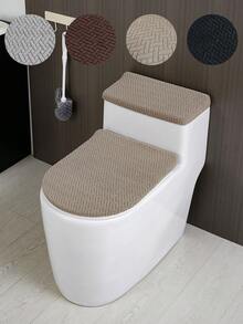 1 Juego de Tapa de Inodoro con Diseño en T de unicolor Jacquard, Cubierta de Asiento de Inodoro Elástica Extraíble a Prueba de Polvo y Suciedad, Juego de Tapa de Inodoro y Tapa del Tanque, Adecuado para la Decoración del Baño, Inodoro no Incluido - Multicolor - Ver 1