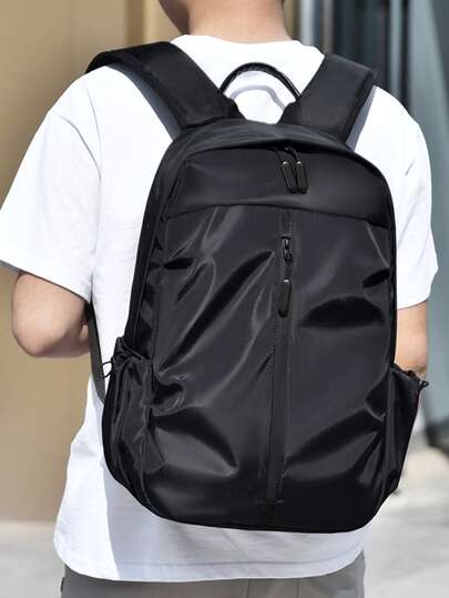 3-Color Nylon Waterproof Large Capacity Business Casual Travel Backpack With USB Charging Port, For Men