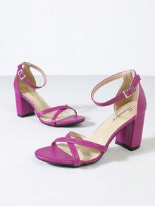 Timesize 女士玫红色高跟凉鞋，正式工作鞋，婚鞋，夏季办公鞋，低跟凉鞋，新品上市 - 玫紅色 - 查看 7