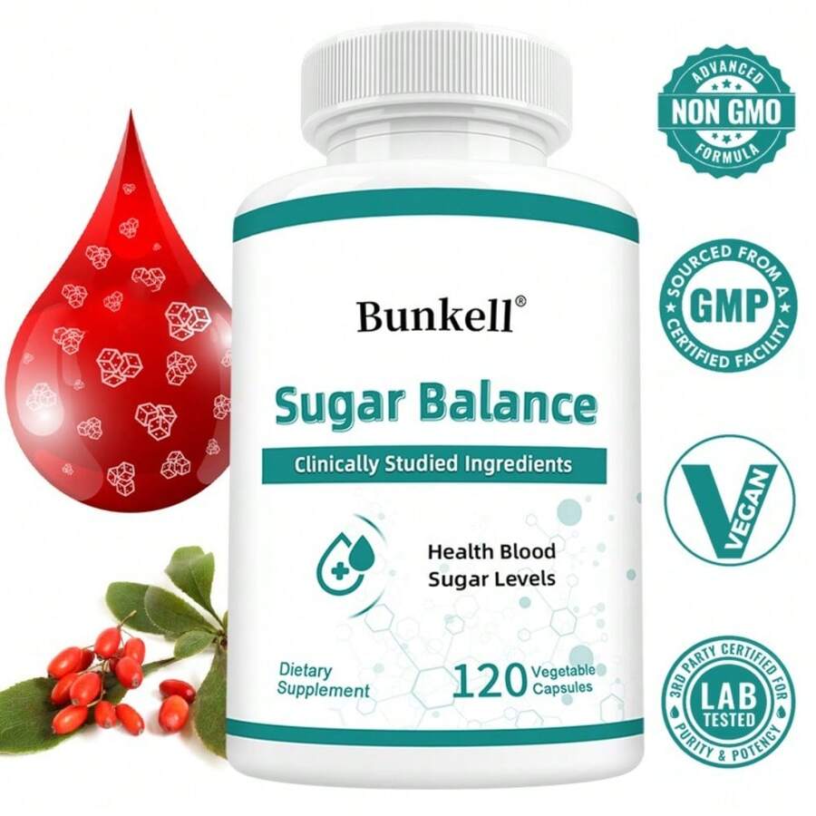 Bunkell 5-In-1 Blood Sugar Balance Support Supplement, Containing Gymnema Sylvestre, Cinnamon, Licorice, White Willow Bark (25% Salicin), And Berberine Hydrochloride, 120 Capsules - 1 chai - Xem 1