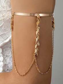 1pc Fashionable Creative Beach Vacation Metal Leaf Arm Cuff, Adjustable Geometric Spiral Starfish Seashell Bracelet, Jewelry Gift Suitable For Middle East Saudi Arabia Party - Gold - View 11