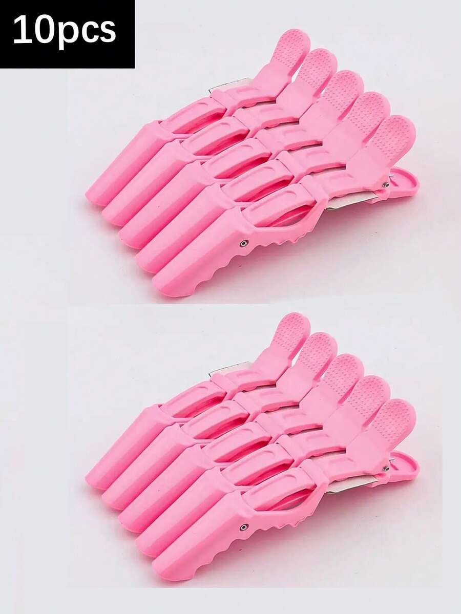 10个装多色鳄鱼夹 - 防滑设计，易于造型，适合沙龙使用，可用于染发、烫发和分区 - 高品质塑料鳄鱼夹，适合发型师和家庭用户，是返校、旅行和度假的必备单品，女士发饰 - 粉色 - 查看 1