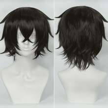 Karida 14-Inch Synthetic Fiber Cosplay Wig With Bangs, Layered Straight Hair, Unisex Cosplay Wig, High Density, Natural-Looking Cosplay Wig For Men And Women