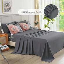 7 Pieces Gray Floral Comforter Set Queen Size King Size Bedding Set, Floral Comforter Flower Bedding Sets Lightweight Boho Bed Set With Sheet,Pillowcases&Shams For Wedding Items,Home Bed Room Decor,Easter Gifts,Mothers Day Gift,All Season - Gray-1164 - 查看 6