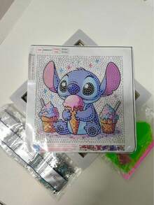 迪士尼刺绣钻石画套装，包含工具，手工DIY放松艺术装饰礼品，适合情人节、感恩节礼物（图片展示的是成品，购买后需要您自己制作）（套装包含画布、钻石、工具包和白色塑料画框） - 彩色 - 查看 14