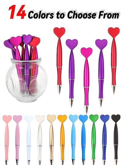 10pcs Heart Shaped Ballpoint Pens Set Creative Writing Pen Gift For Valentine's Day Office School Supplies Cute Love Theme Stationery Collection Romantic Couple Gifts Boyfriend Girlfriend Present Kawaii Desk Accessories Lovely Pen Collection For Students Teachers