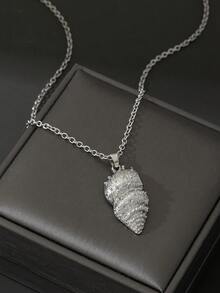 1件简约时尚沙滩度假百搭通勤海洋生物海星贝壳仿珍珠吊坠项链，男士，情人节 - 銀色 - 查看 13