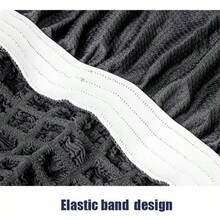 Modern Style Polyester Fiber Solid Color Bubble Gauze Simple Style Elastic All-Inclusive Lace Design Sofa Cover, All Seasons Scratch Resistant Elastic Living Room Sofa Cover Pet Anti-Dirty Universal Sofa Protector Home Decoration - 深灰色 - 查看 10