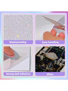 28/36 Sheets Holographic Sticker Paper, Clear Vinyl Laminate Film For Stickers Self-Adhesive, Transparent Overlay Lamination Sticker Paper Waterproof, 6 Patterns-8.5x11 Inch - Multicolor - View 6