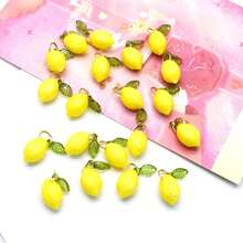 50pcs/Bag Acrylic Lemon Leaf Pendant DIY Bracelet, Phone Chain, Fruit Charm, Earrings, Jewelry Accessories