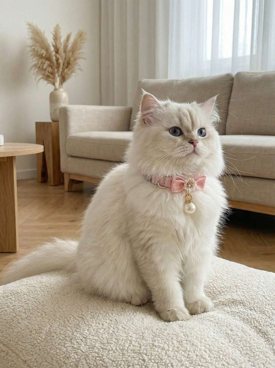 PETSIN Vòng cổ mèo tháo rời, Vòng cổ mèo có mặt dây chuyền ngọc trai Khóa tháo lắp nhanh Nơ hồng Vòng cổ mèo con có thể điều chỉnh bằng hạt polyester màu trắng Khóa mèo có thể điều chỉnh với trang trí hoa Vòng cổ mèo Vòng cổ cho thú cưng Vòng cổ cho chó phù hợp cho mèo và chó cưng thời trang - Màu Hồng baby - Xem 1