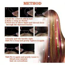 Mixed Color Fairy Hair Accessory Laser Wire Set, 12pcs Equipped With BB Clip, Hair Extension Ring, Hair Puller, Small Comb, Small Rubber Band Tool, 48 Inch Shiny Hair Extension, Suitable For Ladies And Girls' Hair Extensions, Used For Role-Playing, Christmas And Holiday Parties - Multicolor - View 4