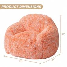 Silla de bolsa de frijol de piel falsa,Sofá de bolsa de frijol de peluche con reposabrazos,Sofá de bolsa de frijol peluche lleno de espuma,Silla pereza acogedora para dormitorio sala de estar lectura - Naranja - Ver 8