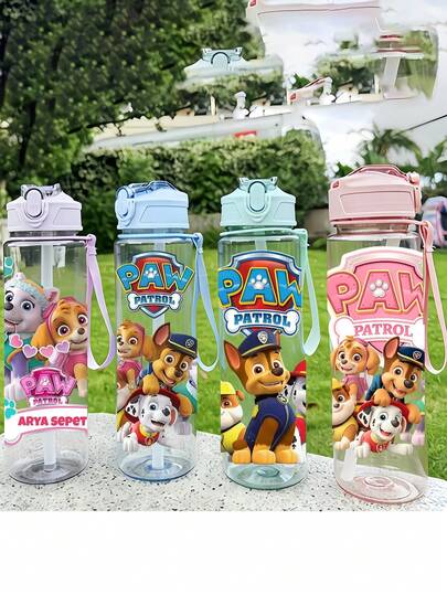  1 st 750ml Paw Patrol-mugg med handtag, sugrör och lock, söt design, läckagesäker, stötsäker, hållbar, vattenflaska för utomhusbruk, stor kapacitet, bärbar, lämplig för korta resor, vandring, picknick, löpning, gym, mors dag, halloween, jul, thanksgiving, fars dag, alla hjärtans dag, present till studenter, familj, pojkvän/flickvän, födelsedag, examen, unisex