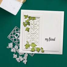 Creative Grids And Leaves Metal Cutting Dies, DIY Scrapbooking Album And Embossing Stencil, Greeting Card Making Tool, Card Paper Cutting Crafts ,Gift Card Making Template Die Cuts. - Silver - View 5