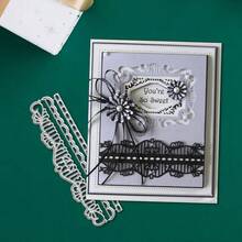 Creative Lace And Creative Labels Metal Cutting Dies, DIY Scrapbooking Album And Embossing Stencil, Greeting Card Making Tool, Card Paper Cutting Crafts ,Gift Card Making Template Die Cuts. - Silver - View 5