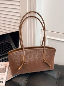 复古小众豹纹女式手提包，新款通勤单肩腋下包，个性化INS风时尚托特包 - 彩色 - 查看 2