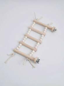 1pc Parrot Rope Climbing Ladder Rotating Perch Wooden Rope Bridge Stand, Educational Bird Supplies, Bird Cage Accessories, Parrot Toy - Rope Ladder - View 3