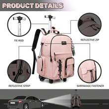 Kids Rolling Backpack With Wheels Unisex Suitcase Carry On Luggage For Elementary Middle High School Students - Berwarna merah muda - View 3