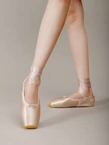 Women's Fashion Light Pink Satin Ballet Pointe Shoes, Non-Slip Rubber Sole, Indoor/Outdoor Dance Shoes, Toe Protection, Wrap-Around Ribbon, Professional Performance Dance Hall Comfortable & Lightweight - Baby Pink - View 1