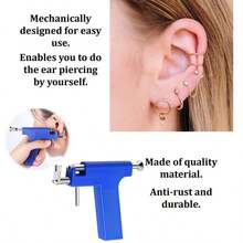 100件装可重复使用穿耳枪套装，含不锈钢耳钉 - 专业穿耳套装 - 小黑槍+100顆光面[散裝]耳環 - 查看 6