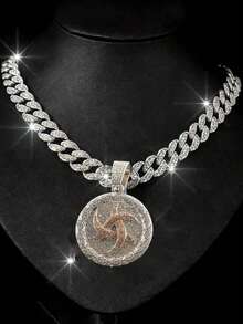 1件男女通用个性化符号圆形吊坠项链，时尚百搭项链