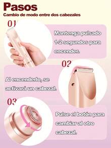 Depiladora para mujeres, afeitadora eléctrica para mujeres (aplicable para zona del vello púbico, axilas, piernas, brazos y rostro), recortadora de cabello de doble cabezal para mujeres, afeitadora 2 en 1 para zona bikini - Rosa Pálido - View 10