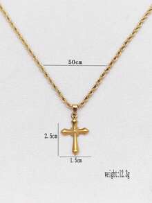 1pc Bestselling Men's Twist Chain Hip Hop Cross Pendant Necklace - Yellow Gold - View 8