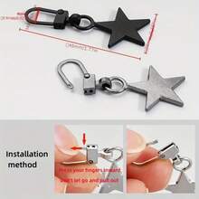 2/10 件装多功能星形拉链拉片替换配件，可拆卸半自动金属扣，优质锌合金拉链拉片，适用于手提包、夹克、衣服、鞋子、靴子，可重复使用的装饰星形吊坠扣，用于 DIY 包袋和服装装饰，耐用的拉链拉片替换零件，时尚星形设计 - 彩色 - 查看 2
