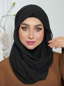 1件装女士纯色拉法帽滑雪面罩颈部保暖弹性头带头巾，透气舒适弹力宽边吸汗防滑多功能运动头饰，简约时尚围巾，带帽雪纺头巾组合 - 多色 - 查看 16