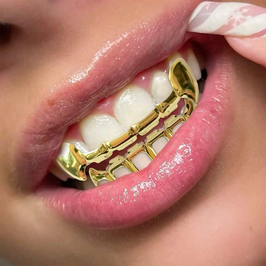 1 Set Cute Fang Tooth Hollow Tooth Jewelry, Unisex Tooth Grillz For Festivals, Parties, Daily Wear