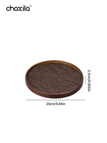 1pc Walnut Round Serving Tray, Household Tray For Holding Snacks, Pastries, Teapot And Tableware - Walnut Round Tray - View 11