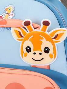 1pc Polka Dot & Giraffe Decor Cartoon Backpack, Zipper Closure, Cute Style, Suitable For School, Travel, All Seasons - Multicolor - View 4