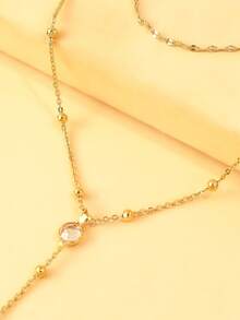 1pc Sexy Gold Tone Double Layer Y-Shape Back Body Chain Jewelry For Women - Gold - View 4