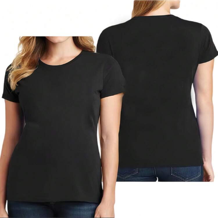 Camiseta Casual de Mujer con Estampado de Gato  Dos Gatos en Bote Salvavidas con Ojos Azules Gráfico Suave Elástico Cuello Redondo Y2k - Negro - Añade 6