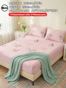 2/3pcs Printed Fitted Sheet Set (1 Sheet Set + 1/2 Pillowcases Without Insert), Pink Butterfly Print, Skin-Friendly Mattress Cover, Pattern Printed Mattress Protector, Comfortable And Soft, Breathable And Warm, Multi-Size, Suitable For Full/Twin/Double/Queen/King Bed, Machine Washable, Home Decoration, Room Decor, Bedroom Decor, Oeko-Tex Certified - Multicolor - View 21