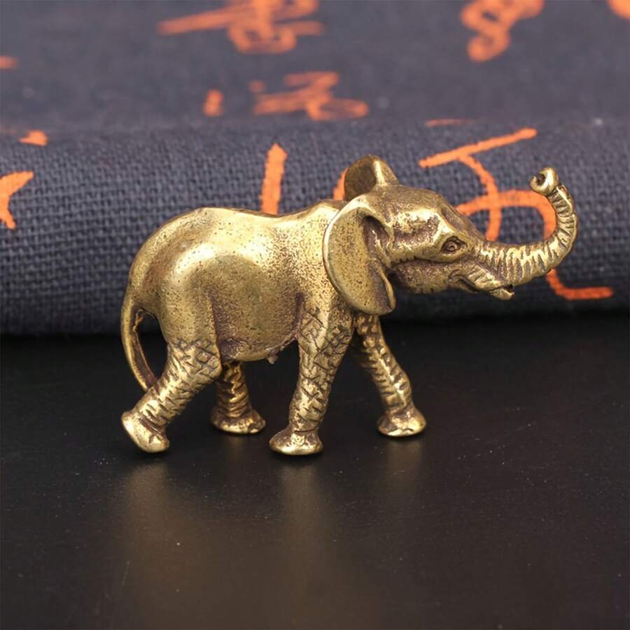 Vintage Style Elephant Statue - Brass Frog Statue - Collectible Brass Animal Statue - Home Decor Indoor Accent - Suitable For Home, Bedroom, Living Room - Charming Desktop Decorative Craft - Creative Design For Sleeping Frog - Multicolor - View 1