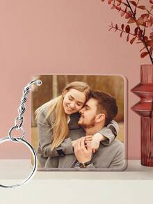 1pc Customized Photo Keychain, Engraved Photo Keychain, Personalized Photo Keychain, Customized Keychain With Photo And Name, Customized Acrylic Keychain - Square Photo - 4.5*4.5*0.25cm - View 7