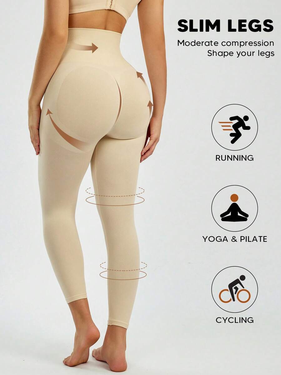 1件装女士无缝高腰提拉塑形紧身裤