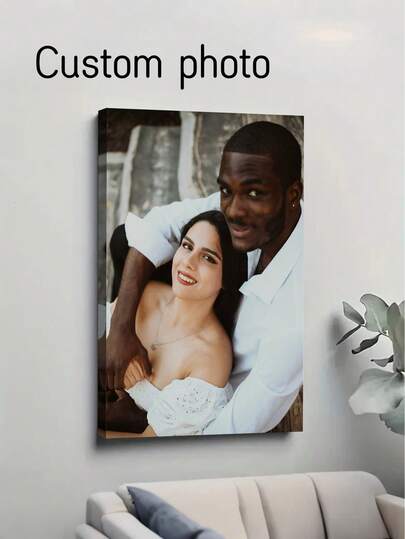 1 pieza Obra de arte de pared personalizada con foto - Póster de foto familiar de moda - Adecuado para parejas, amigos y mascotas, atesora recuerdos preciosos - Regalo ideal para inauguración de casa o aniversario, decoración del hogar para dormitorio y sala de estar