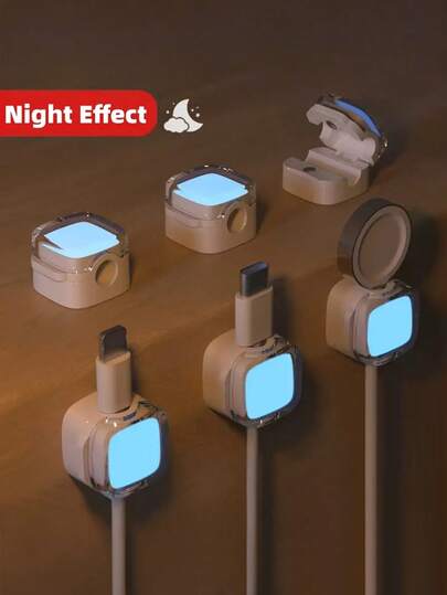 Glow-In-The-Dark Magnetic Cable Organizer | Desktop/Wall-Mounted Cable Clip Holder (Cable Management For Home & Office)