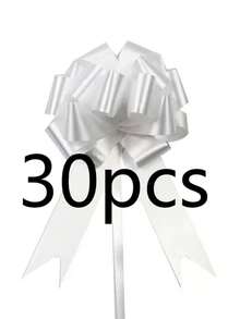 10/20/30/50pcs White Wedding Car Ribbon Bows, Gift Packaging, Wedding Car Decor, Party, Holiday, Birthday Supplies, Chair DIY Home Decor, Christmas, Valentine's Day - White - View 6