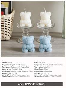 2pcs/4pcs Rose Bear Scented Candles - Cute Decorative Items And Handmade Gifts, Suitable For Women/Friends, Ideal For Wedding Souvenirs, Elegant Decorations And Gifts, Valentine's Day Gifts, Graduation Gifts, And Bedroom & Room Decor. - Multicolor - View 23