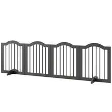 Freestanding Dog Gate With Feet, Foldable, 4 Panels, 208 X 29.5 X 61 Cm, Black - Black - View 9