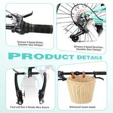 20 Inch Folding Bike For Adults With Basket Phone Holder And Fenders Steel Frame 6-Speed City Commuter Dual V-Brake Portable Compact Bicycle For Men And Women - Green + Steel + Garden & Outdoor1 - View 3